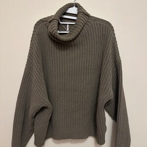 Free People Cozy Turtleneck Sweater in Taupe